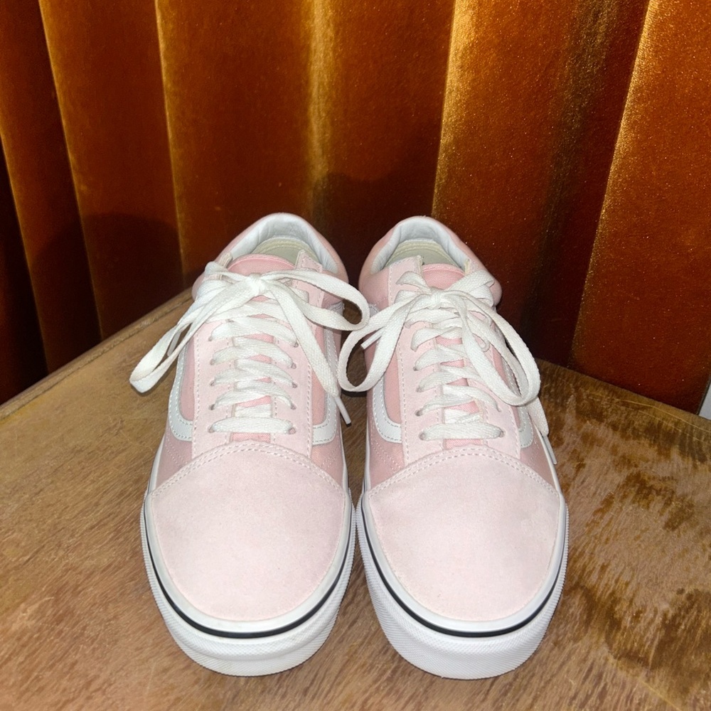 Vans Pink and White Low-Top Sneakers with Vulcanized Sole